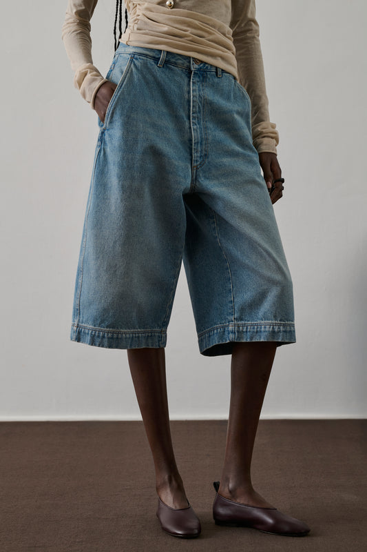 Bermuda Francis - Denim Bleu Délavé - Coton - Femme