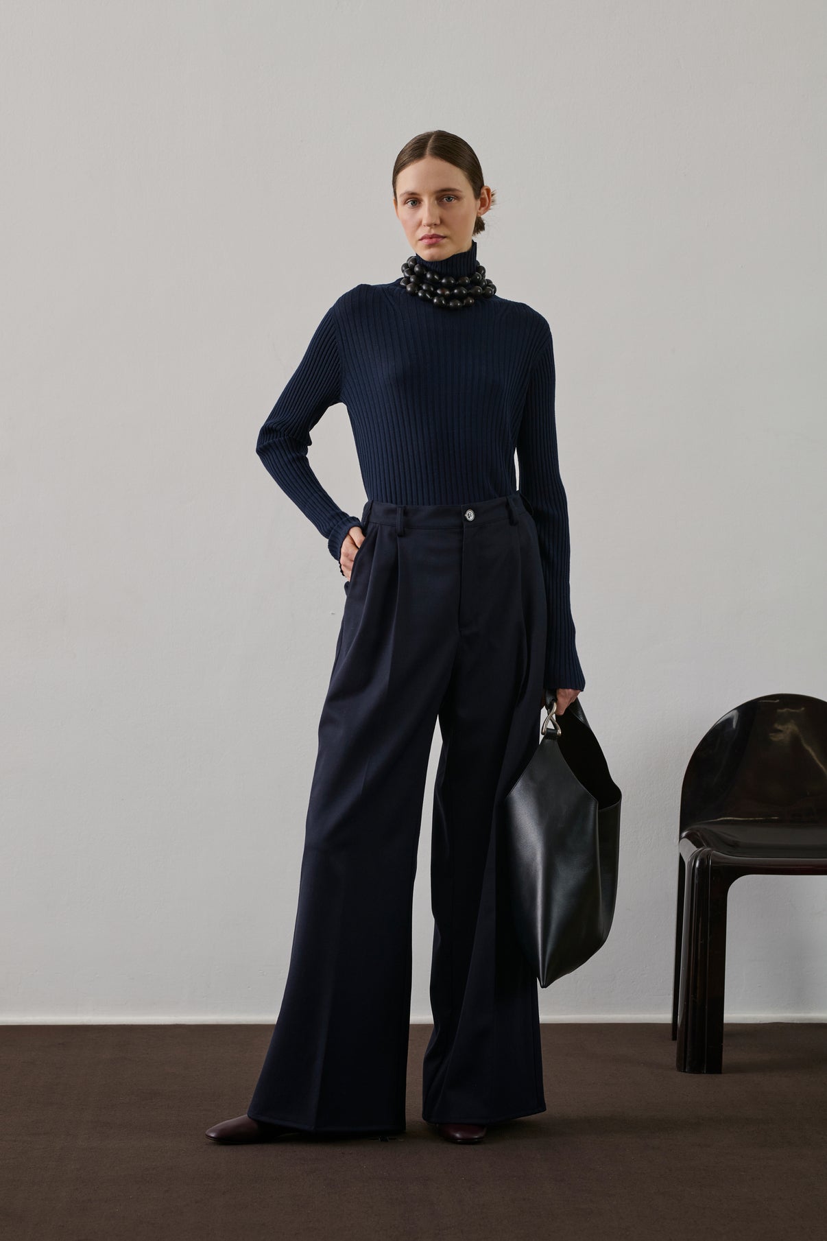 Polo Filao - Navy - Laine - Femme vue 3