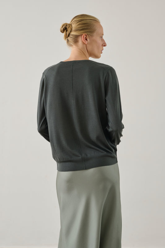 Pull Derek - Gris/Bleu - Laine mérinos - Femme